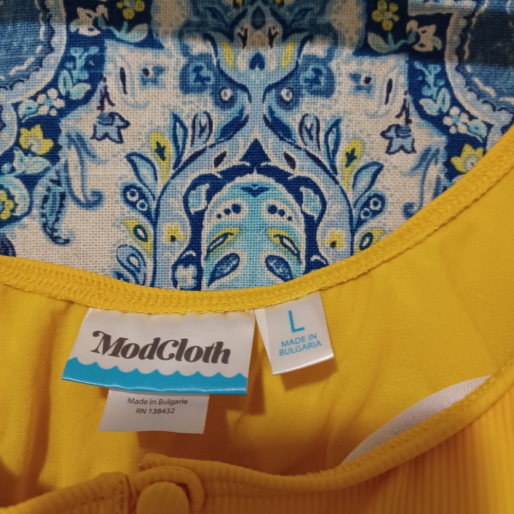 Modcloth Yellow Ribbed Bikini Top - Picture 2 of 2